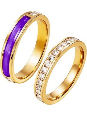 Color Changing UV Reactive Eternity Rings for Women - 14K Gold Plated Jewelry